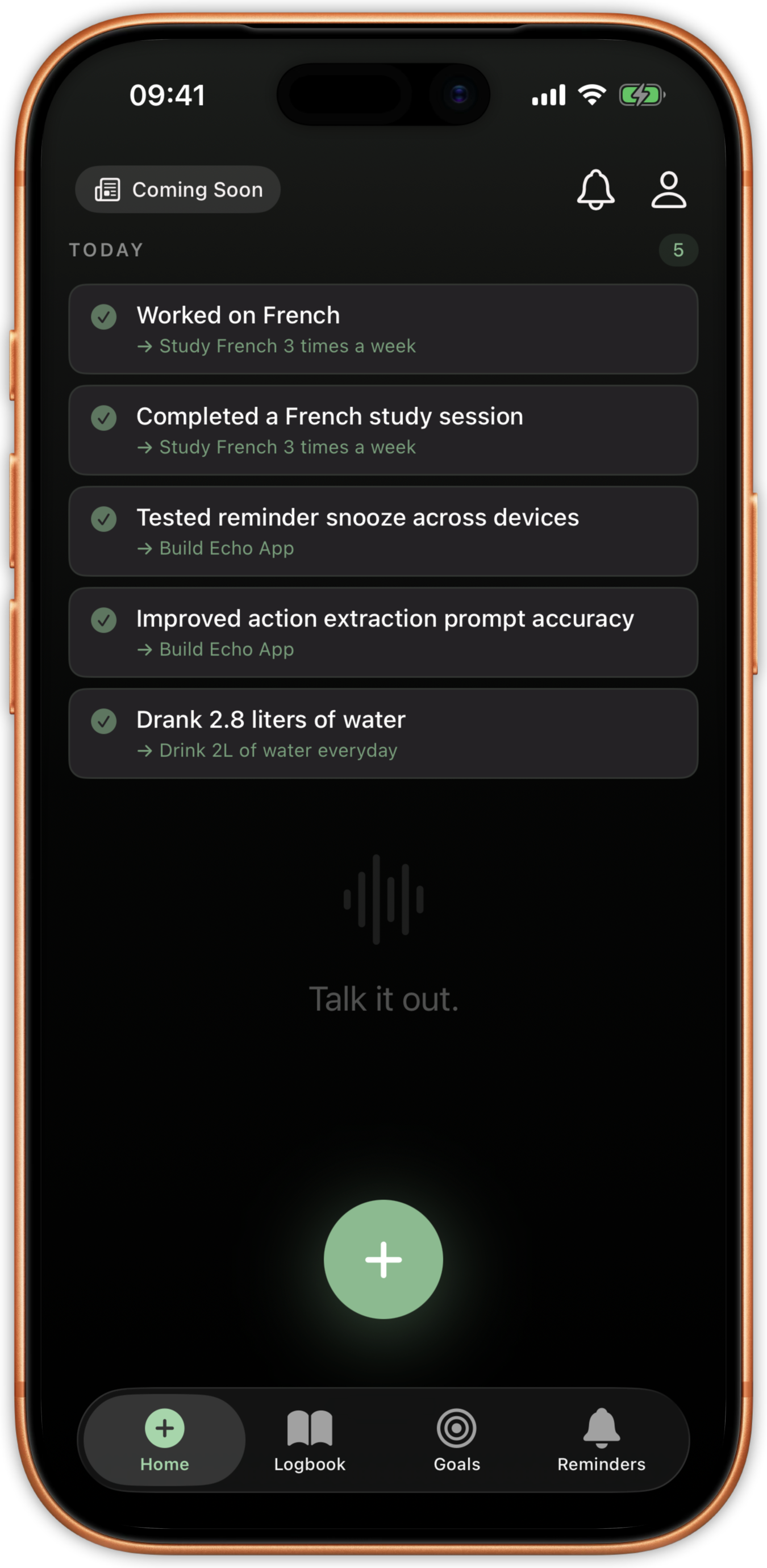 Echo home screen